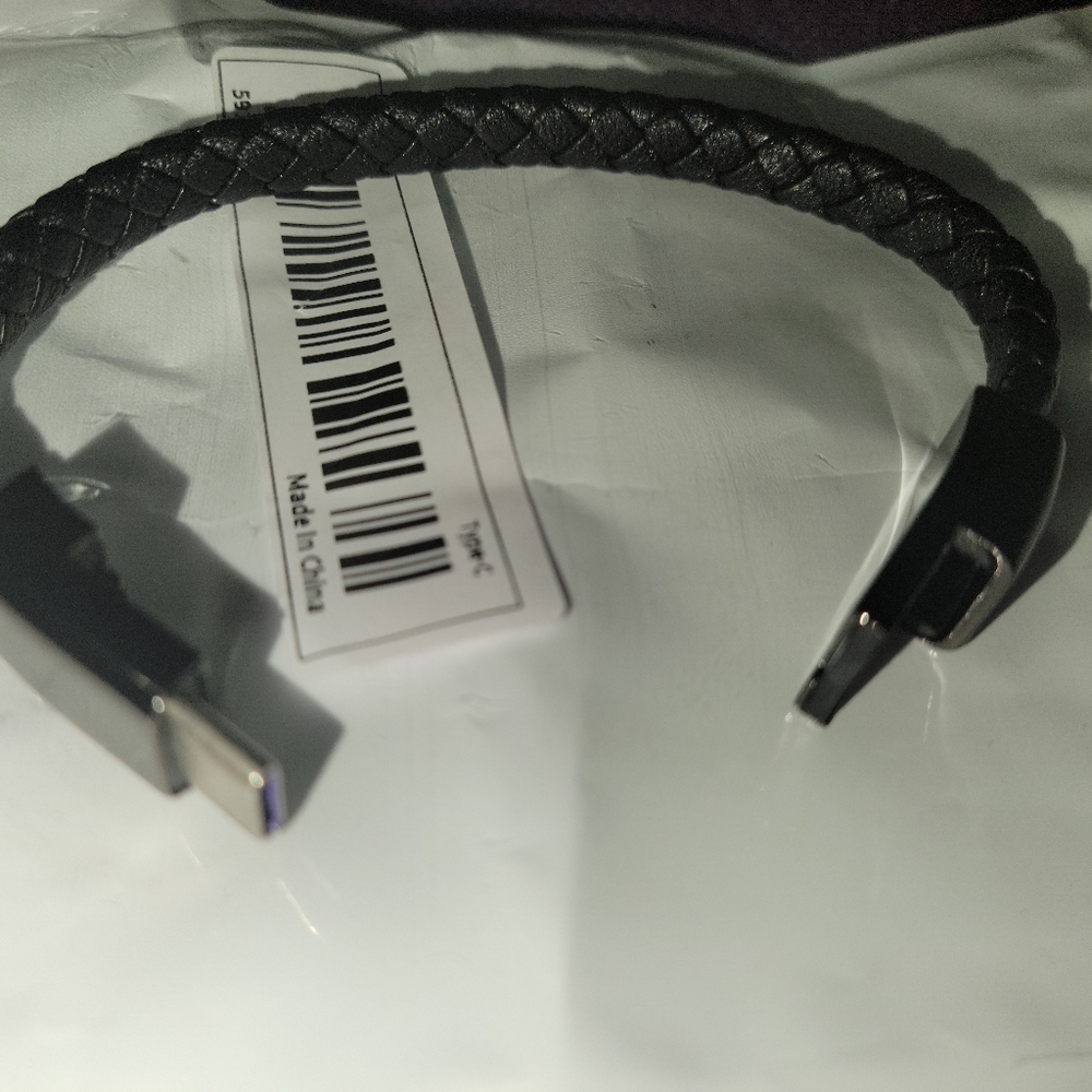 Woven Faux Leather Type C Charging 8" Bracelet NEW
